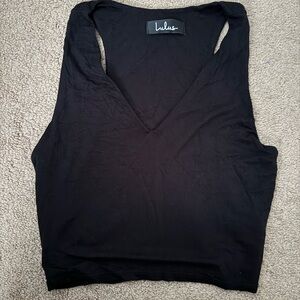 Lulu's Black V-Neck Women's Top racerback medium